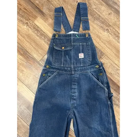 Vintage 60’s POINTER dark Blue Jean Low Back Detachable Bib Overalls medium
